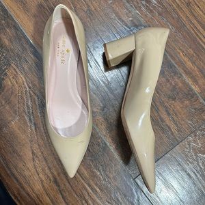 Kate spade patent leather pointed nude block heels